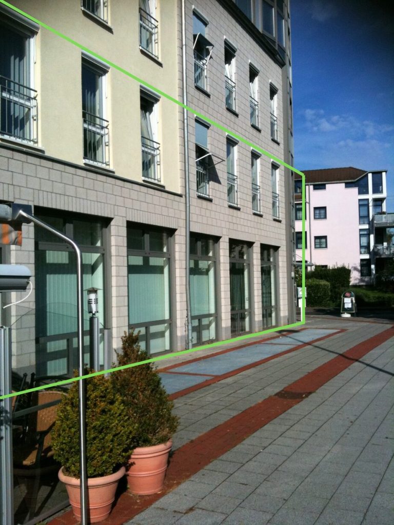 Gewerbeeinheiten Erftstadt-Liblar – Fassade mit Markierung der beiden Einheiten